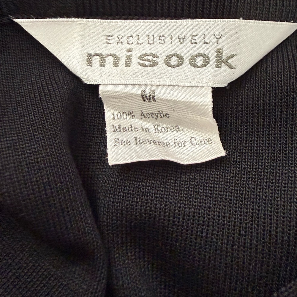 Misook Black Knit Dress Crystal Neck Detail Stretch Elegant Size Medium - Picture 5 of 7
